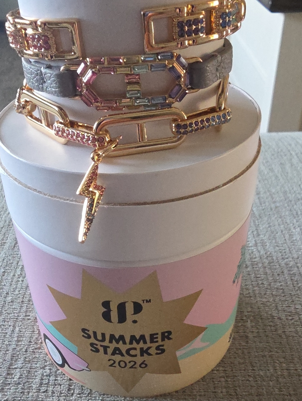 BP Electric Empire ⚡️Multicolor Gold-Plated Charm Bracelet Stack